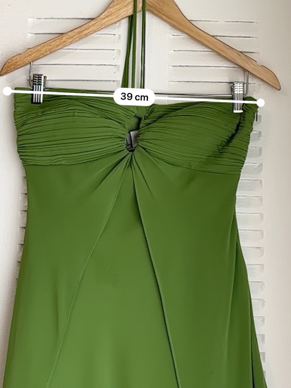 Joseph Ribkoff  Size 6 Green Halter Dress | Elegant Draped Chiffon Midi 💚 - Picture 8 of 12